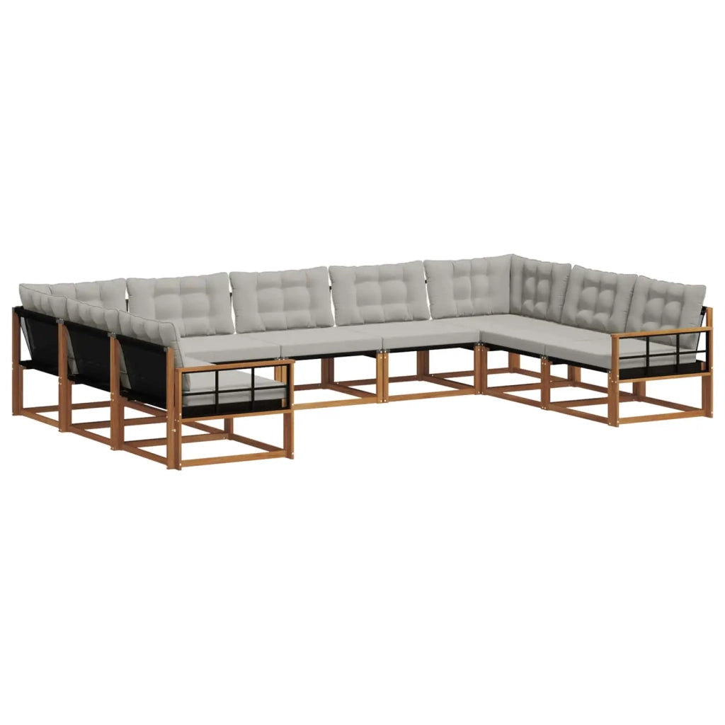 Set di divani da esterno 9 pcs Grigio Naturale e Chiaro 3369846