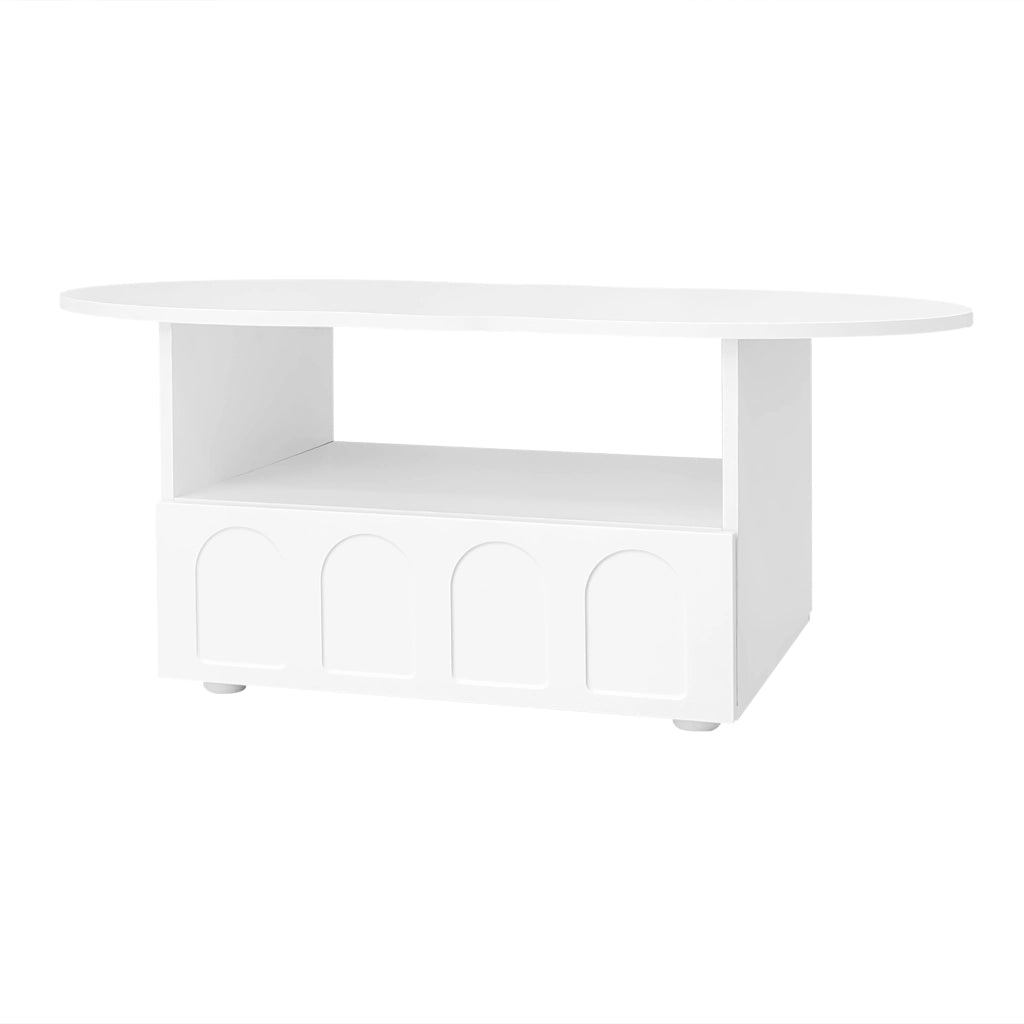 Tavolino da caff¨¨ a forma di nuvola con cassetto e vano aperto, bianco