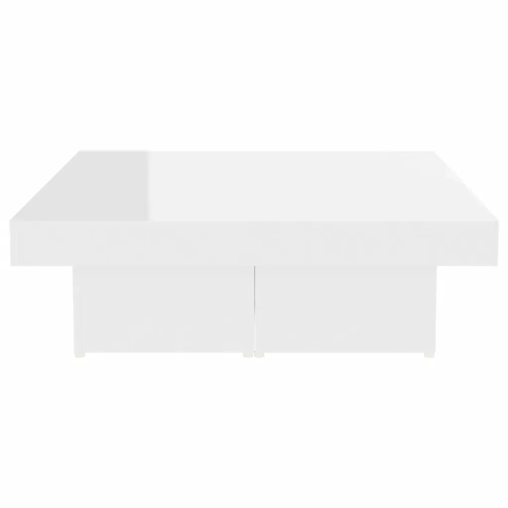 Tavolino da Salotto-Tavolino da soggiorno-Tavolo Bianco Lucido 90x90x28 cm Legno Multistrato