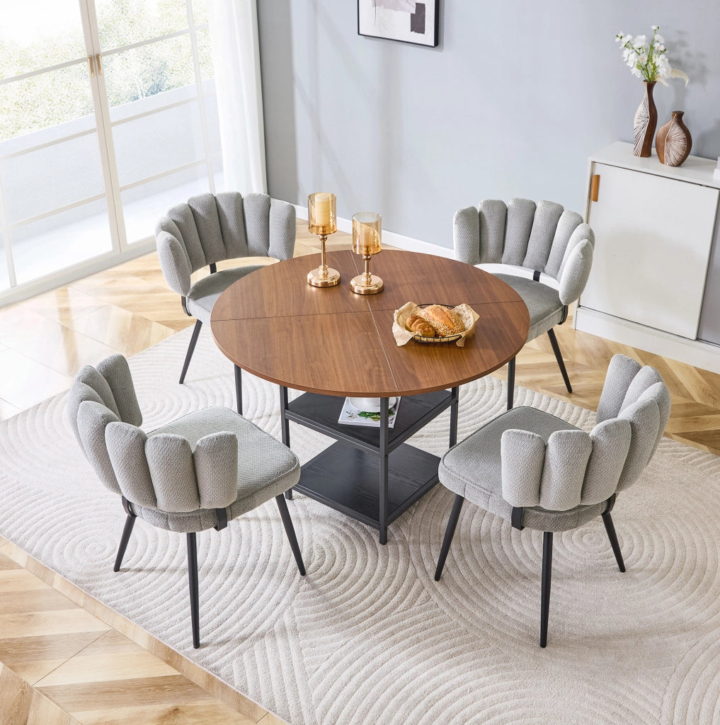 Set tavolo rotondo 107 cm con 4 sedie grigie