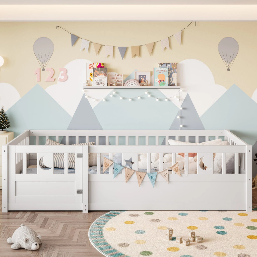 LETTO per bambini con sponde 90x190 cm in pino bianco
