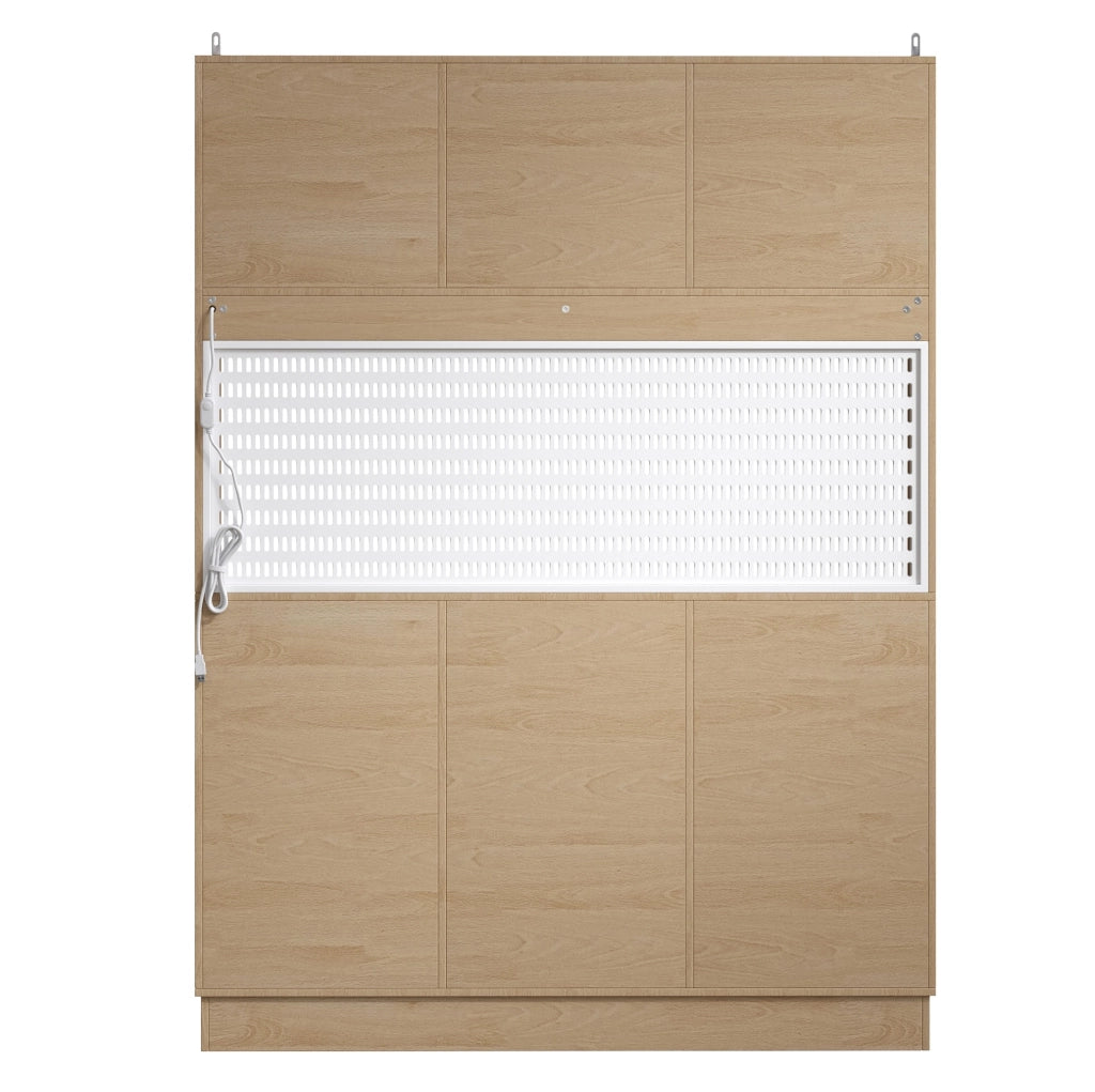 Hochschrank mit smartem LED-Licht, Weinregal und verstellbaren Einlegeböden, 140x40x185,7 cm, Weiß