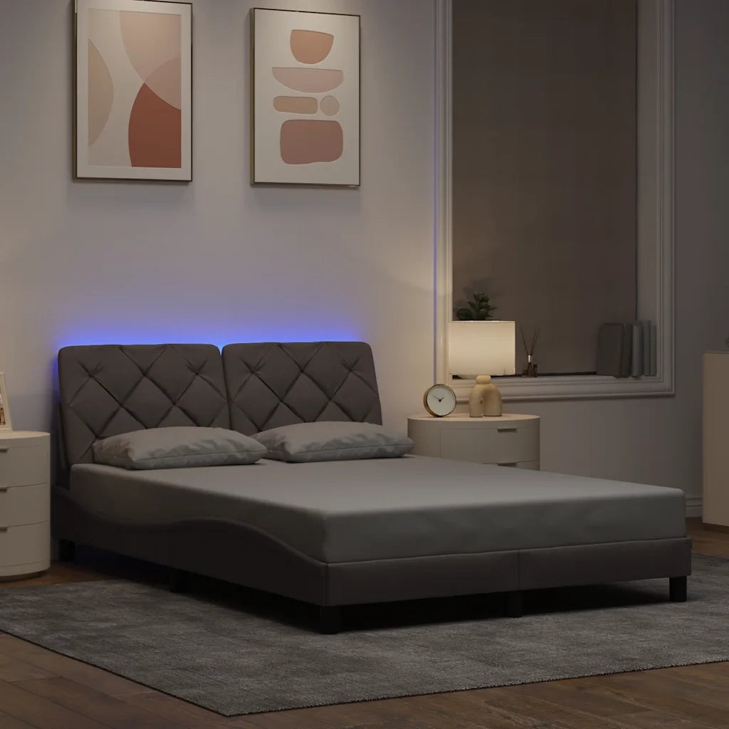 Giroletto con LED senza Materasso Tortora 140x200 cm in Tessuto 3310675