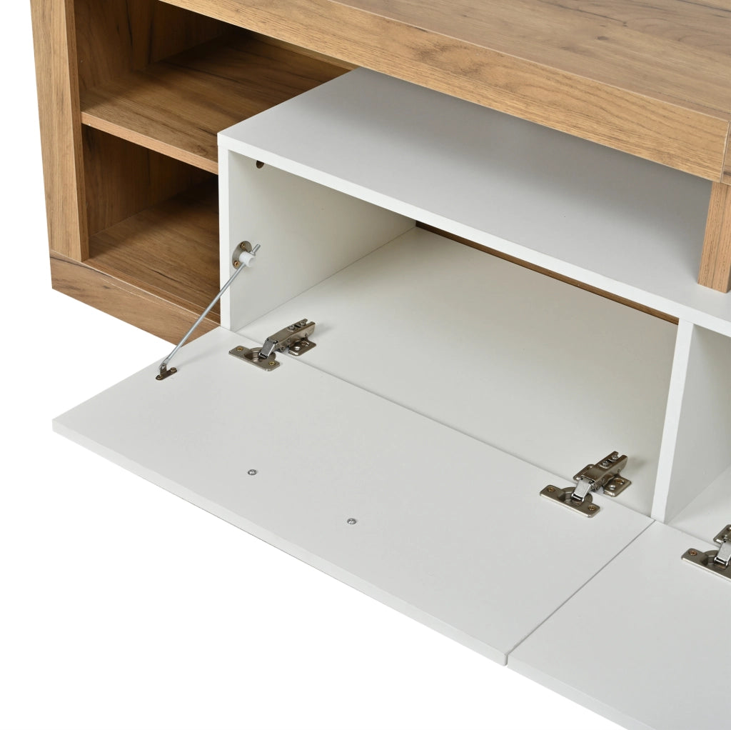 Mobile TV lowboard 180 x 35,5 x 50 cm naturale e bianco con LED App