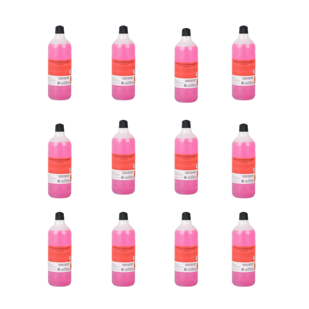 Alcool Etilico Denaturato 94° Rosso 12x1 Litro per Pulizia e Uso Domestico