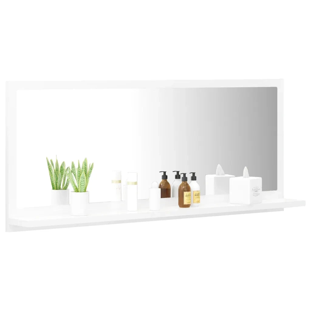 Specchio da Bagno-Specchio per Bagno Bianco 90x10,5x37 cm in Legno Multistrato