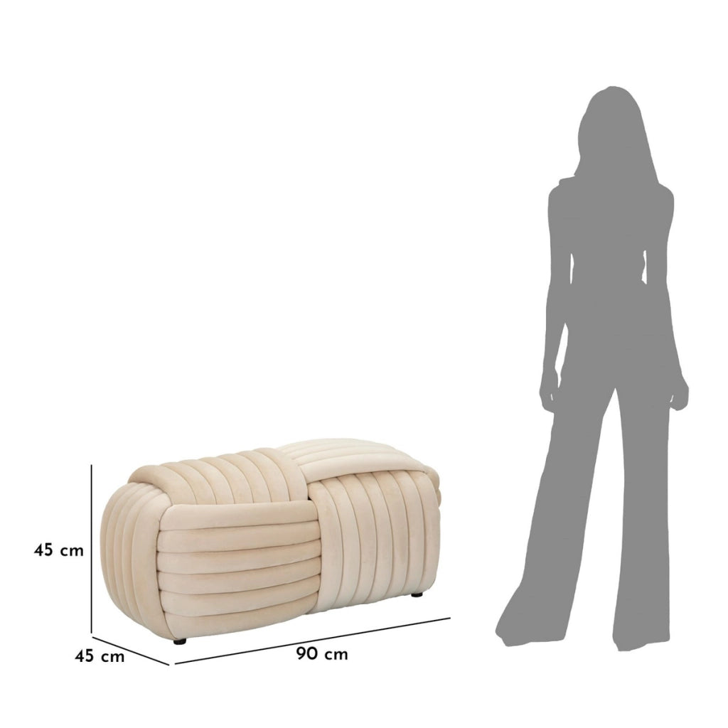 Panca Gomitolo 1, Beige, Cotone, 90x45x45 cm