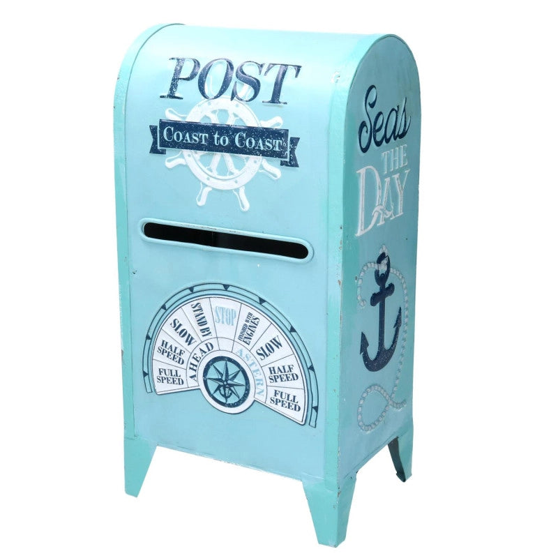 Cassetta posta metallo mare azzurro cm 18x13,5h35,5