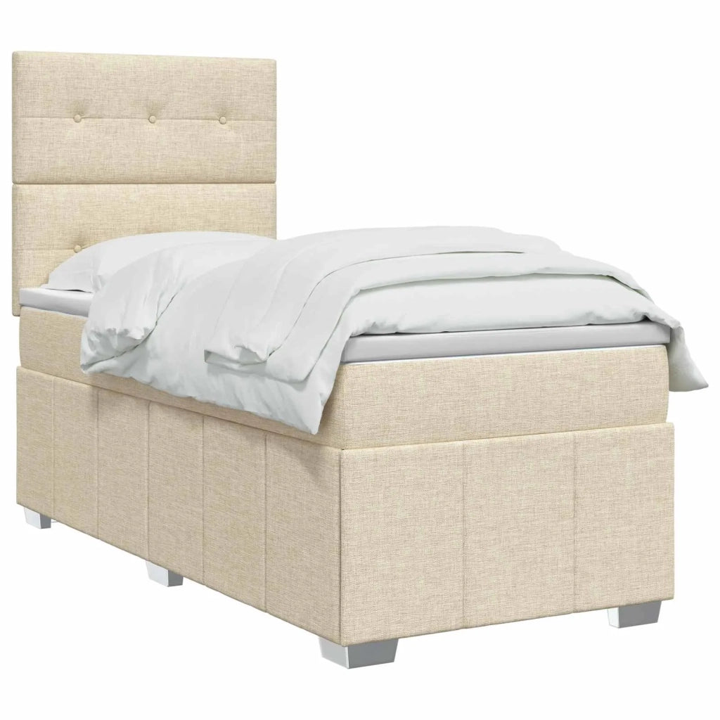 Letto box spring con materasso Crema 90 x 200 cm Tessuto 3454055