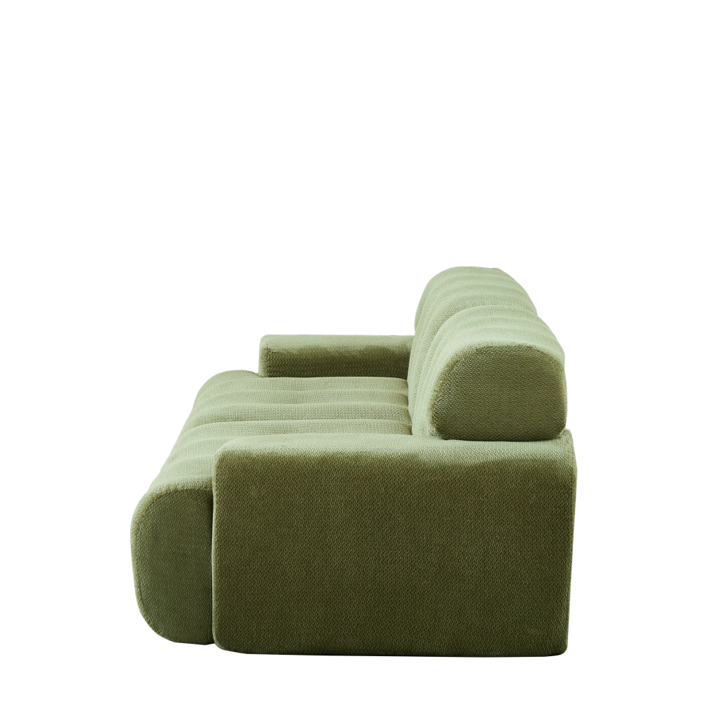 Divano Cloud a due posti, rivestito in tessuto di ciniglia, con braccioli larghi e design moderno 224x104x66 cm verde