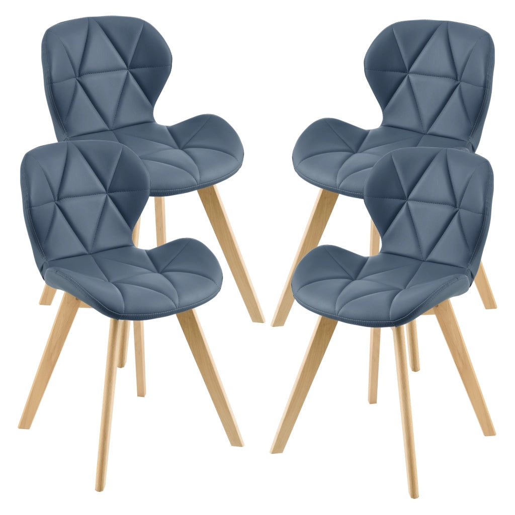 Set 4 Sedie Älmhult con Rivestimento in Similpelle Trapuntata - Blu [en.casa]