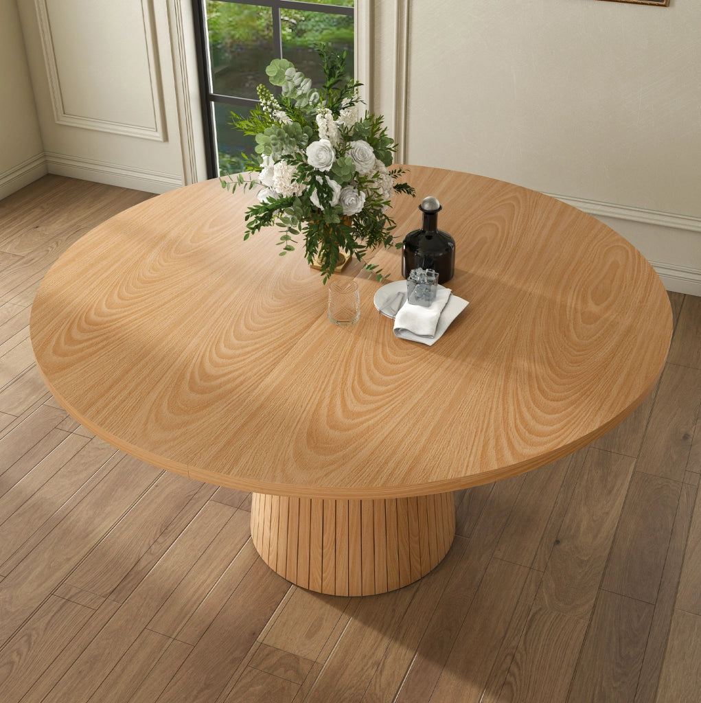 TAVOLO da Pranzo Rotondo  110 cm MDF Impiallacciato Rovere per 4 Persone