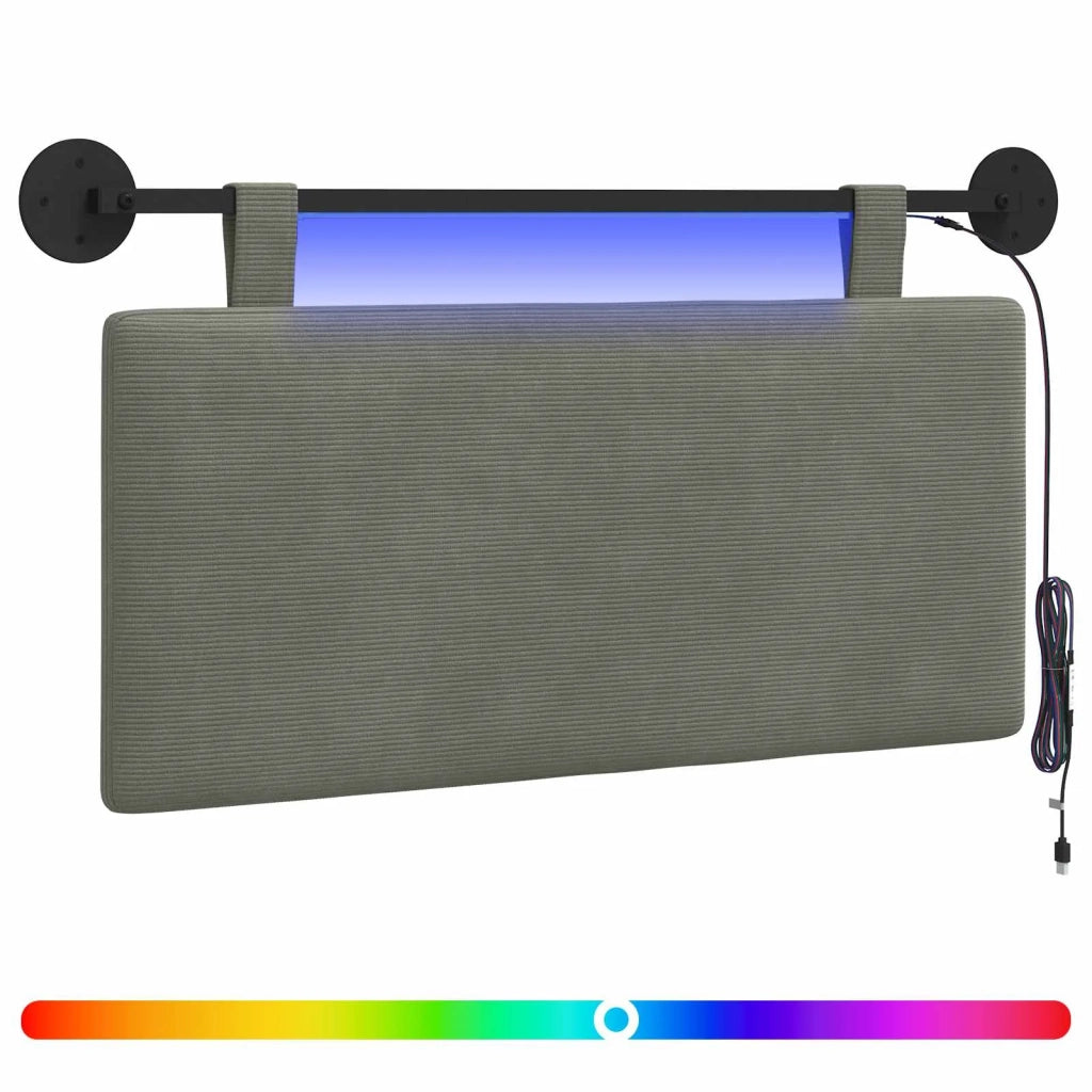 Testiera sospesa Con luce LED Grigio Chiaro Tessuto in Cords 3424281