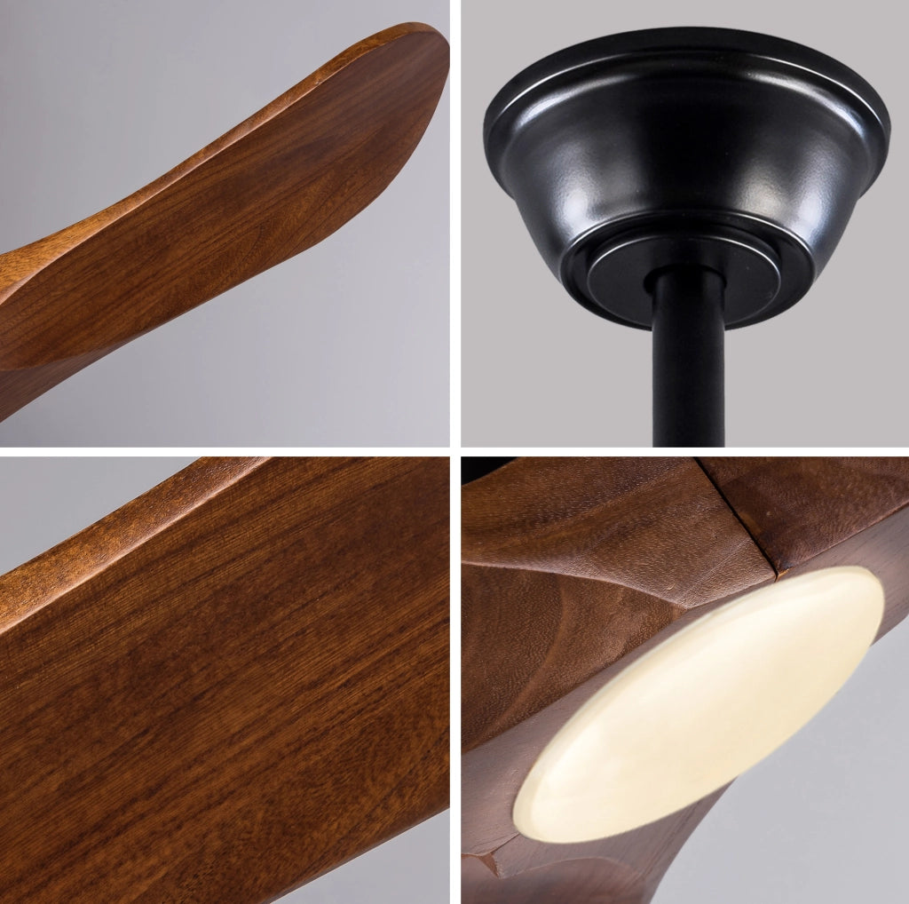 Ventilatore da soffitto YEAVIO 42" con luce LED regolabile, 3 pale in legno massello noce, motore DC silenzioso, 6 velocità reversibili