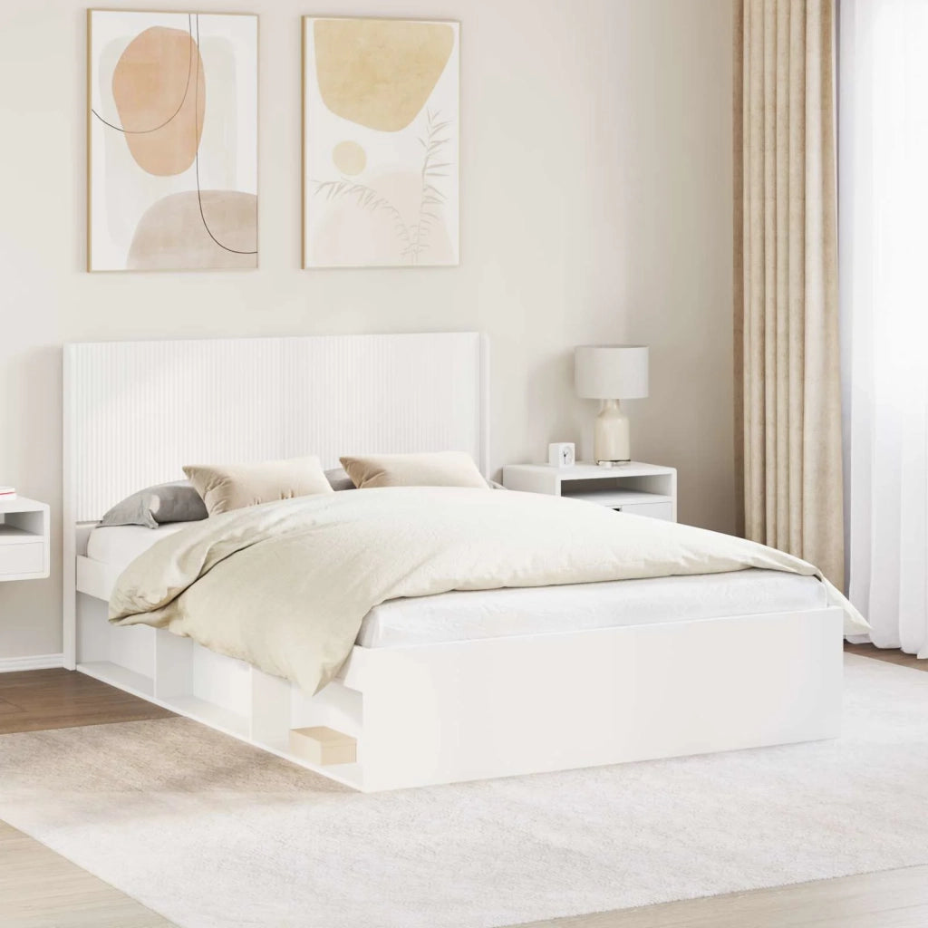 Struttura del letto con stoccaggio e testata Bianco 3413869