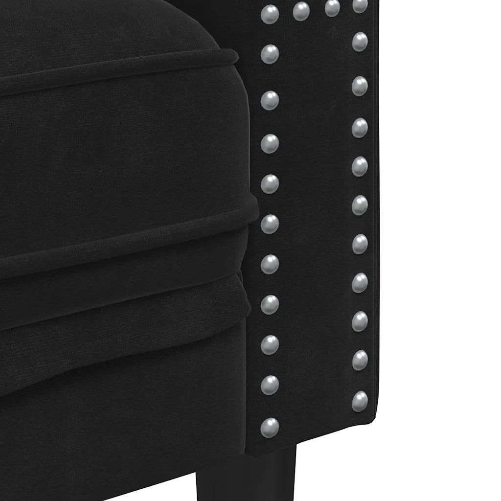 Divano per Soggiorno 2 pcs Nero 194 x 74,5 x 70,5 cm Velluto 3385866
