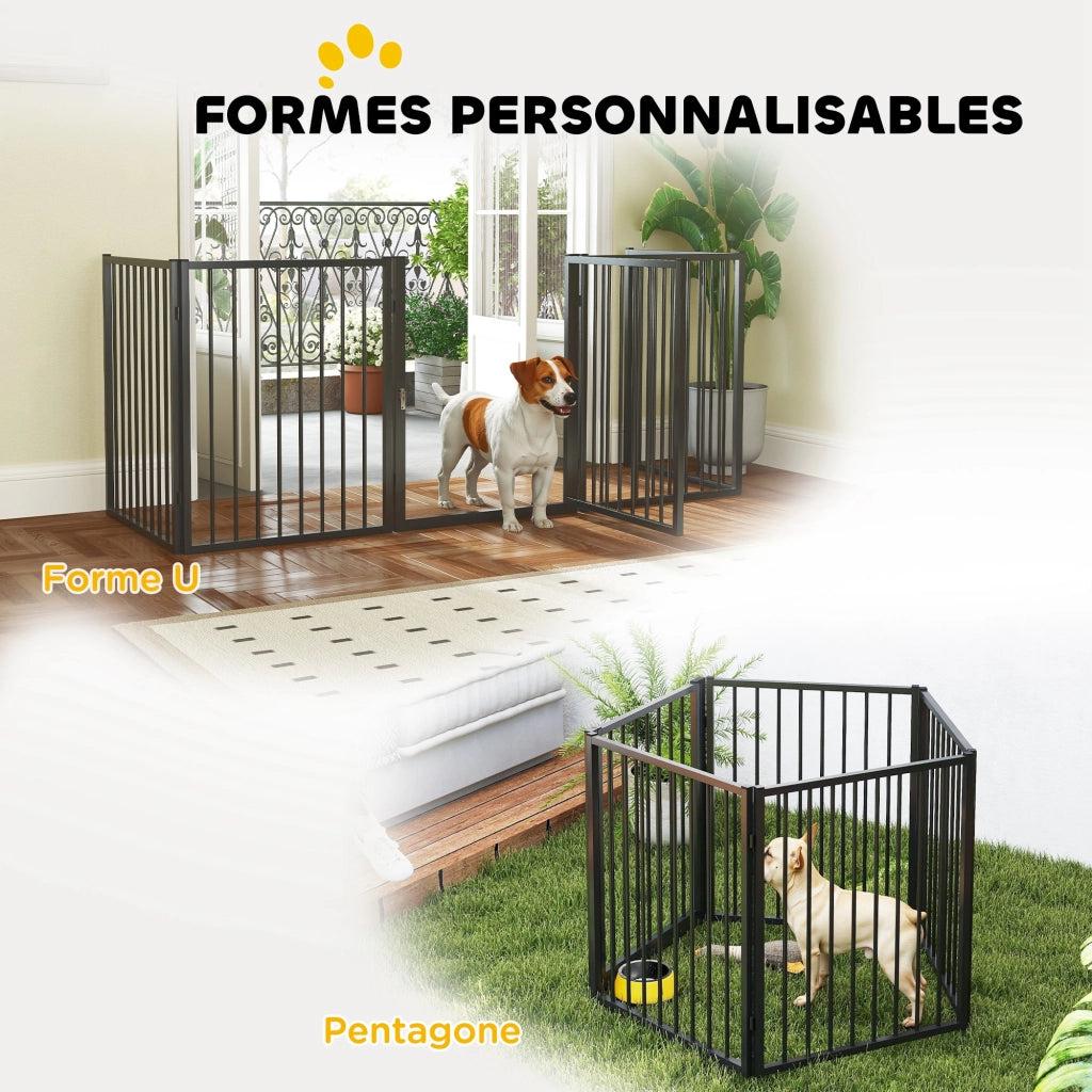 Recinto per Cani 5 Pannelli ¨C Xylo ¨C Pieghevole Portatile Nero