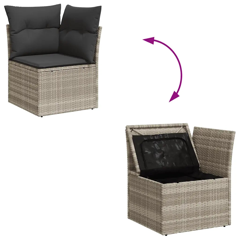 Set Divani da Giardino 7pz con Cuscini Grigio Chiaro Polyrattan 3327822