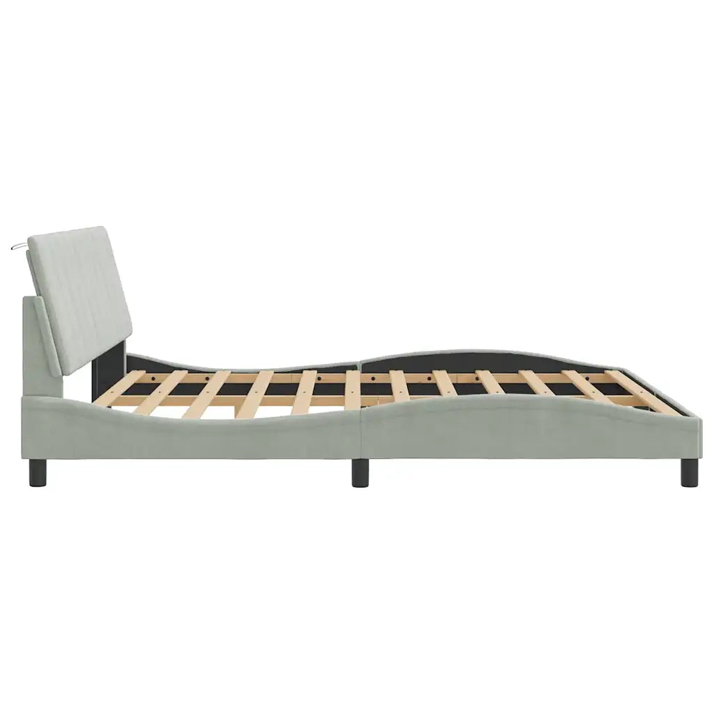 Giroletto senza Materasso-Struttura Letto Hanko Grigio Chiaro 180x200 cm Velluto