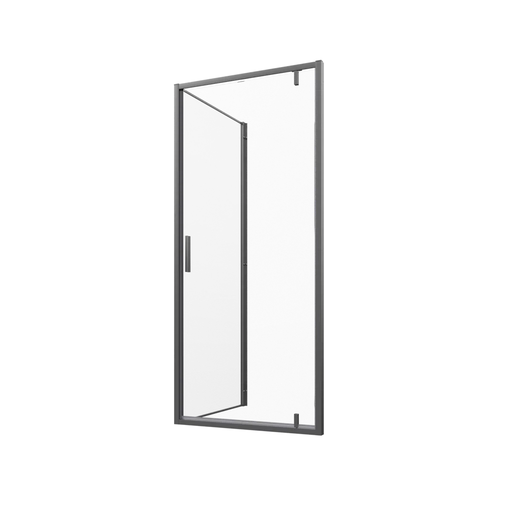 Box doccia cromato 90x80cm con anta a battente da 90cm e parete fissa da 80cm vetro 6mm trasparente anticalcare h190 | Lerici
