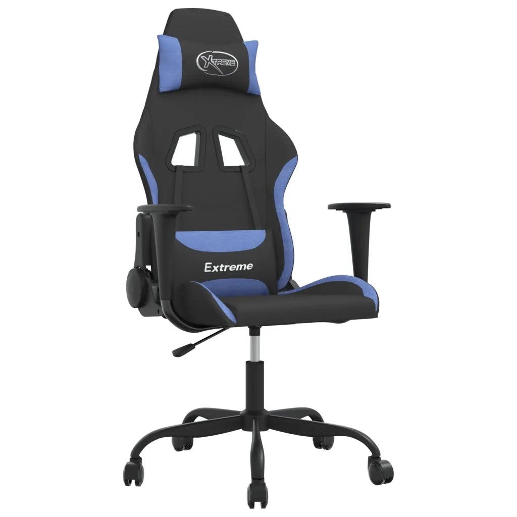 Sedia da Gaming | Sedia da e-sports Nero e Blu in Tessuto