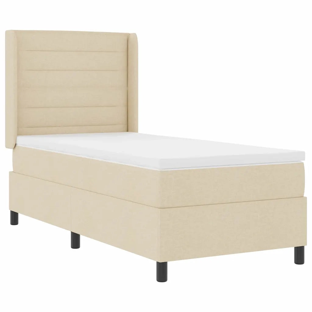 Letto a molle con materasso Crema 90 x 190 cm Tessuto