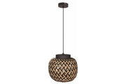 Lampada sospesa boho bambù Ø30 E27 nera Reality Elaine
