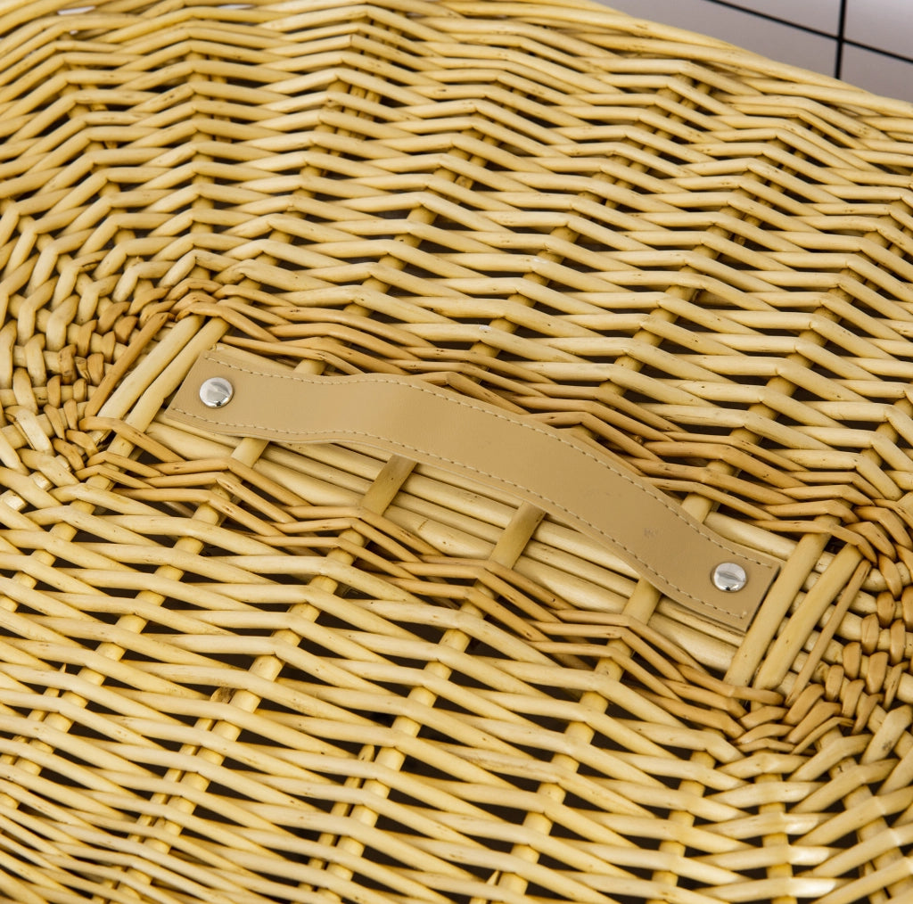Cesto porta biancheria in vimini con coperchio 100L 51x38x57cm naturale per bagno e camera da letto