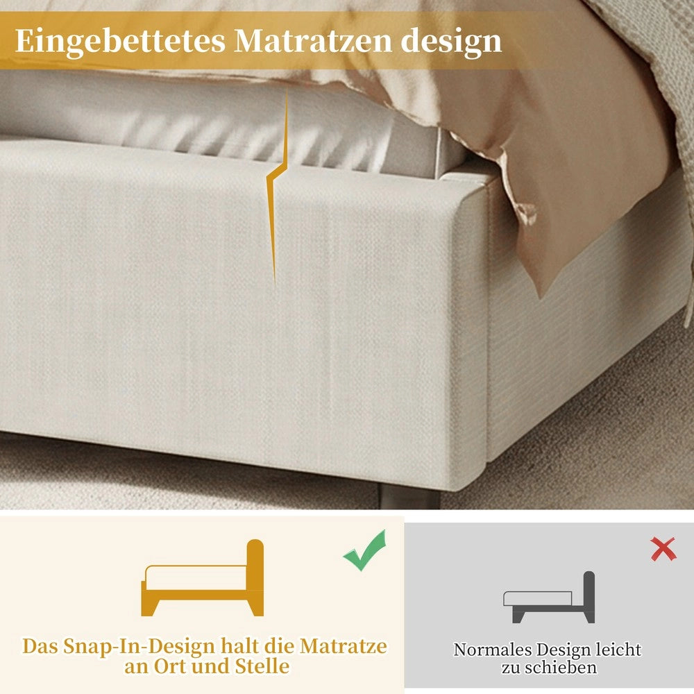 Letto imbottito singolo ¨C Minimal ¨C beige tessuto 90x200cm
