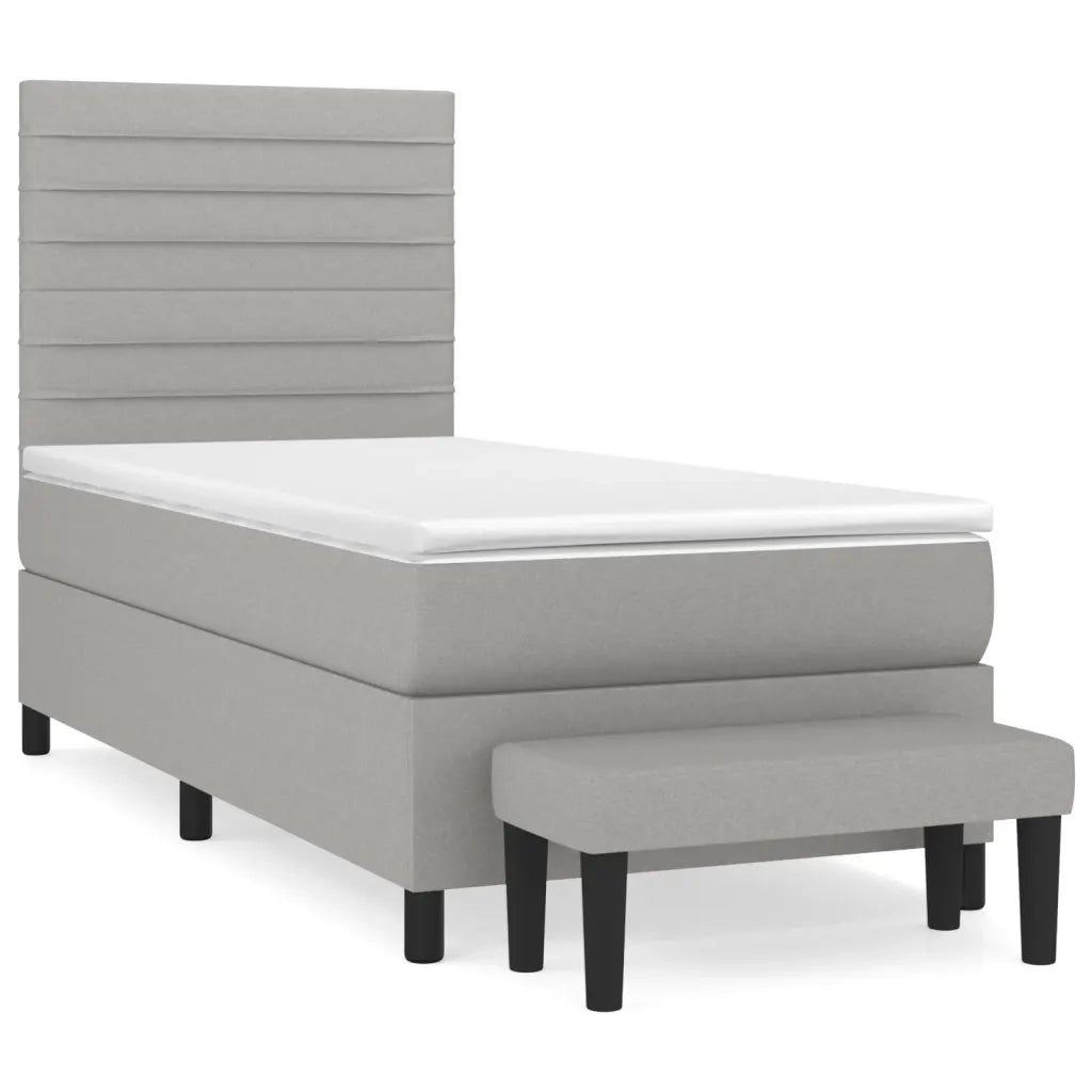 Giroletto a Molle con Materasso Grigio Chiaro 90x190 cm Tessuto 3136637