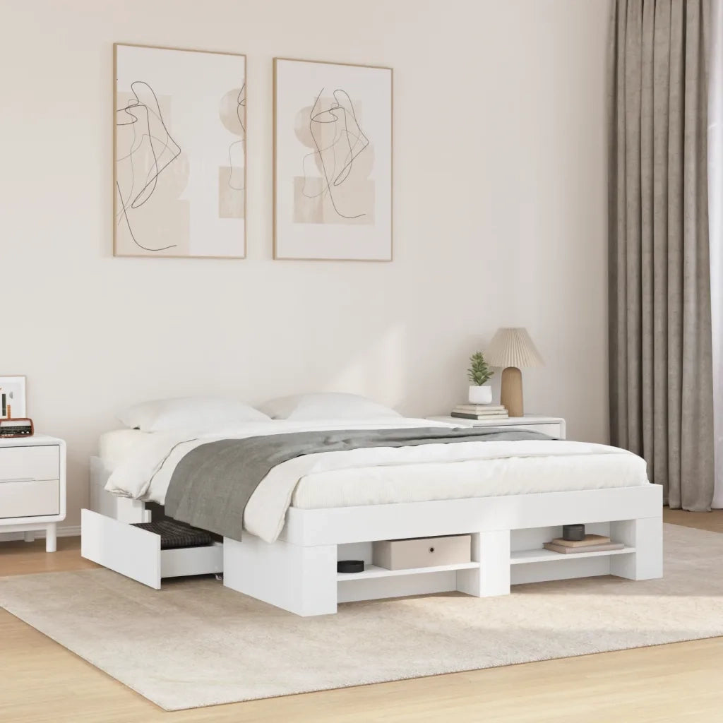 Giroletto-Struttura Letto Bianco 140x190 cm in Legno Multistrato 460304
