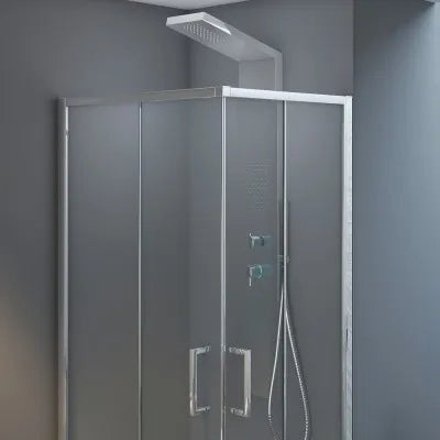 Box doccia angolare 70x100 cm doppio scorrevole in cristallo trasparente Ted