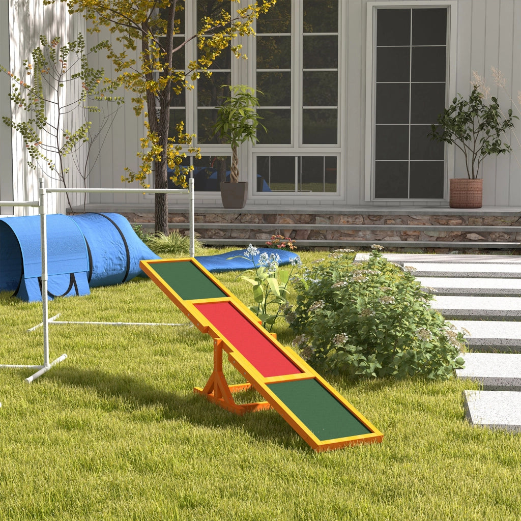 Altalena basculante per cani in legno di pino con superficie antiscivolo naturale per agility 180 × 30 × 30 cm