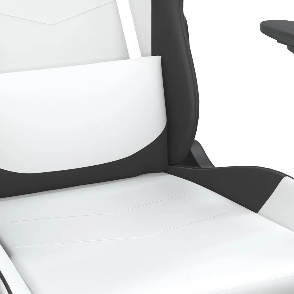 Sedia da Gaming | Sedia da e-sports con Poggiapiedi Bianco e Nero in Similpelle
