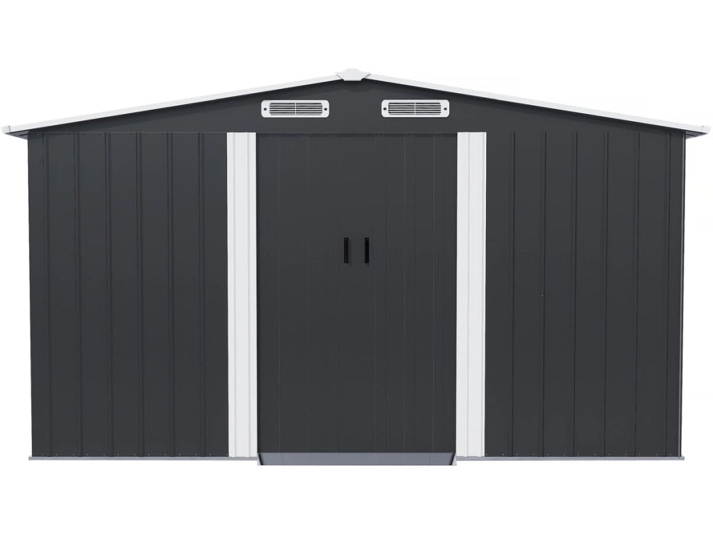 Casetta da giardino in metallo con porta scorrevole "Boston" - 13 m² - Grigio