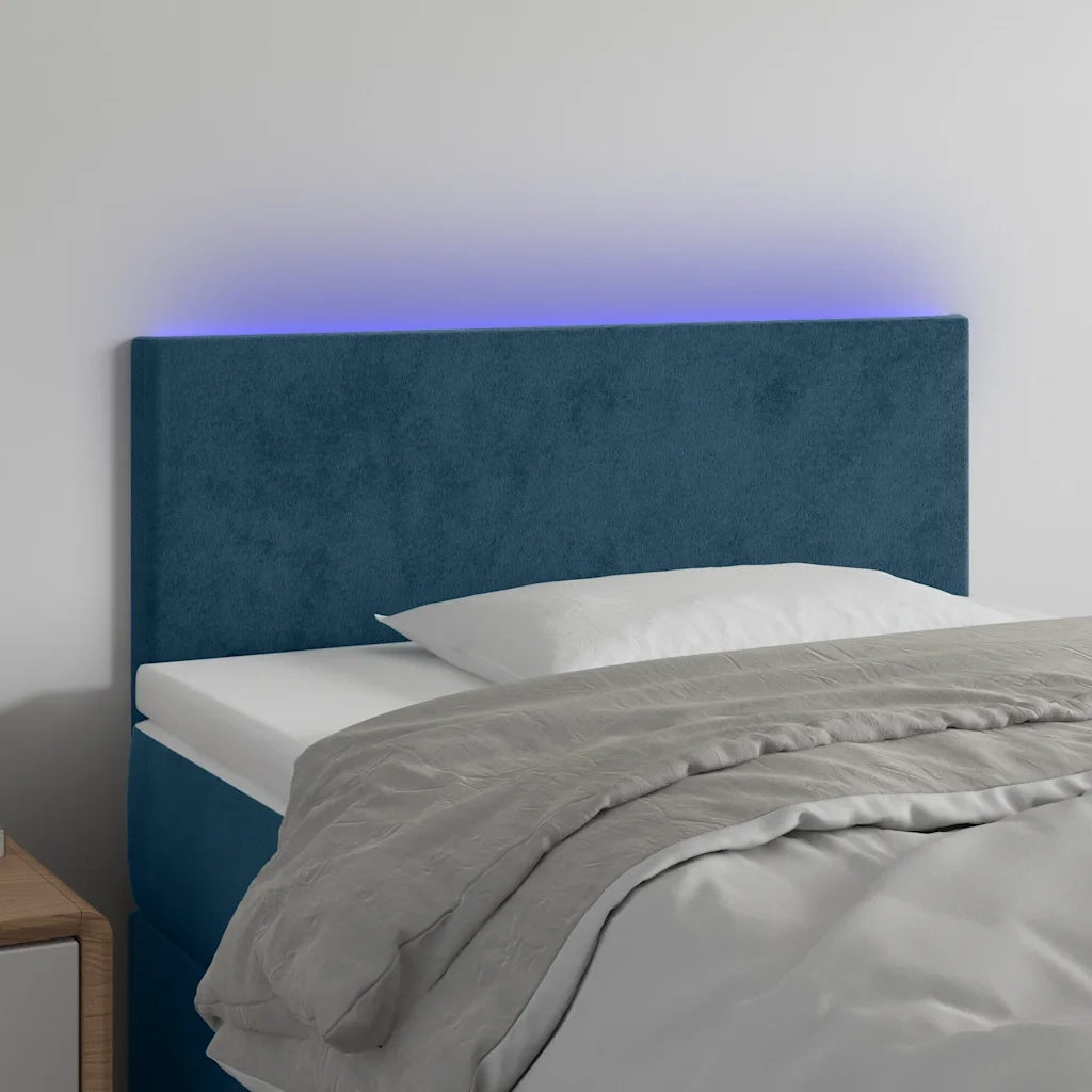 Testiera a LED-Testata con LED Blu Scuro 80x5x78/88 cm in Velluto 291296