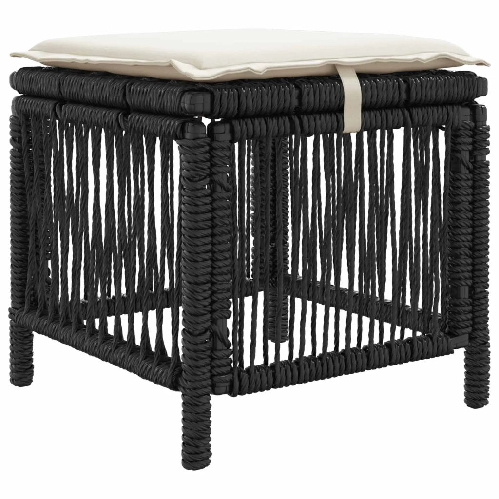 Set da Pranzo per Giardino 3 pz | Set Salotto da Giardino Nero e Crema polyrattan