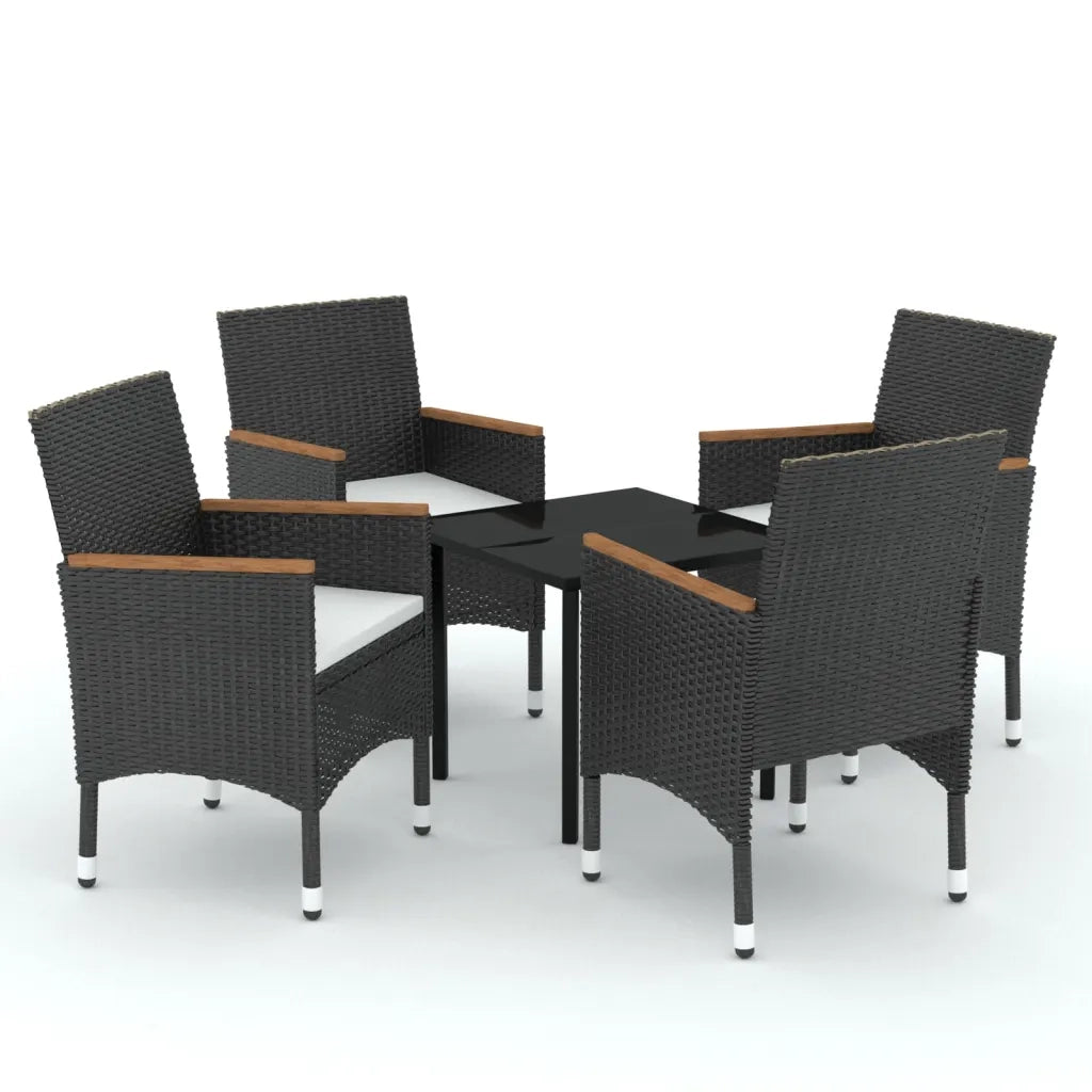 Set da Pranzo da Giardino 5 pz | Set Salotto da Giardino con Cuscini Nero