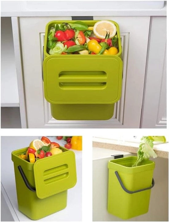 Compostiera per cucina - contenitore di rifiuti pratico - 1 pezzo - verde