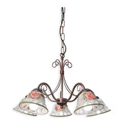 Lampadario Classico Napoli Metallo E Ceramica Nero Sfumato Rame 5 Luci E14