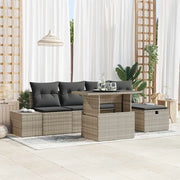 Set Divano da Giardino 6 pcs Grigio chiaro polyrattan