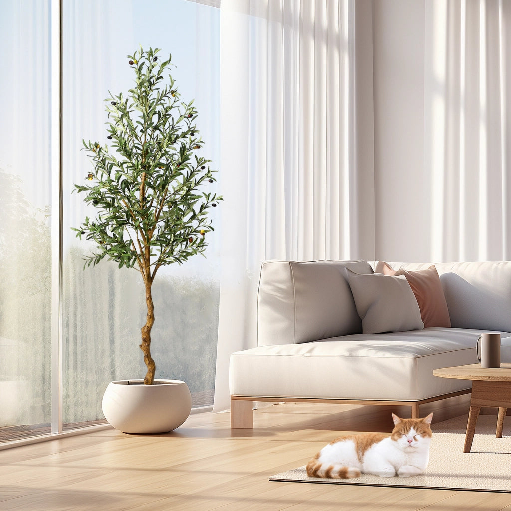 Olivo Artificiale 180 cm Albero Realistico con Olive e Vaso Decorativo da Interno