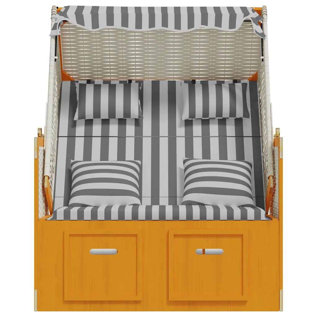 Strandkorb con Cuscini Polyrattan Legno Massello Bianco Grigio CFW2155190