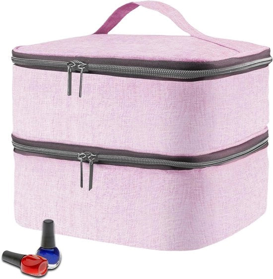 Organizzatore di Nagellacchi Premium | Tas di Stoccaggio per Nagellacchi Portatile | Organizzatore di Nagellacchi a Doppio Strato per 30 Flaconi (15 ml) e Lampada per Nagellacchi