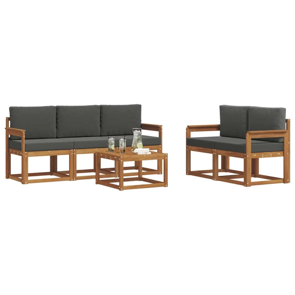 Set di divani da esterno con cuscino 6 pcs Naturale e Antracite 3366000