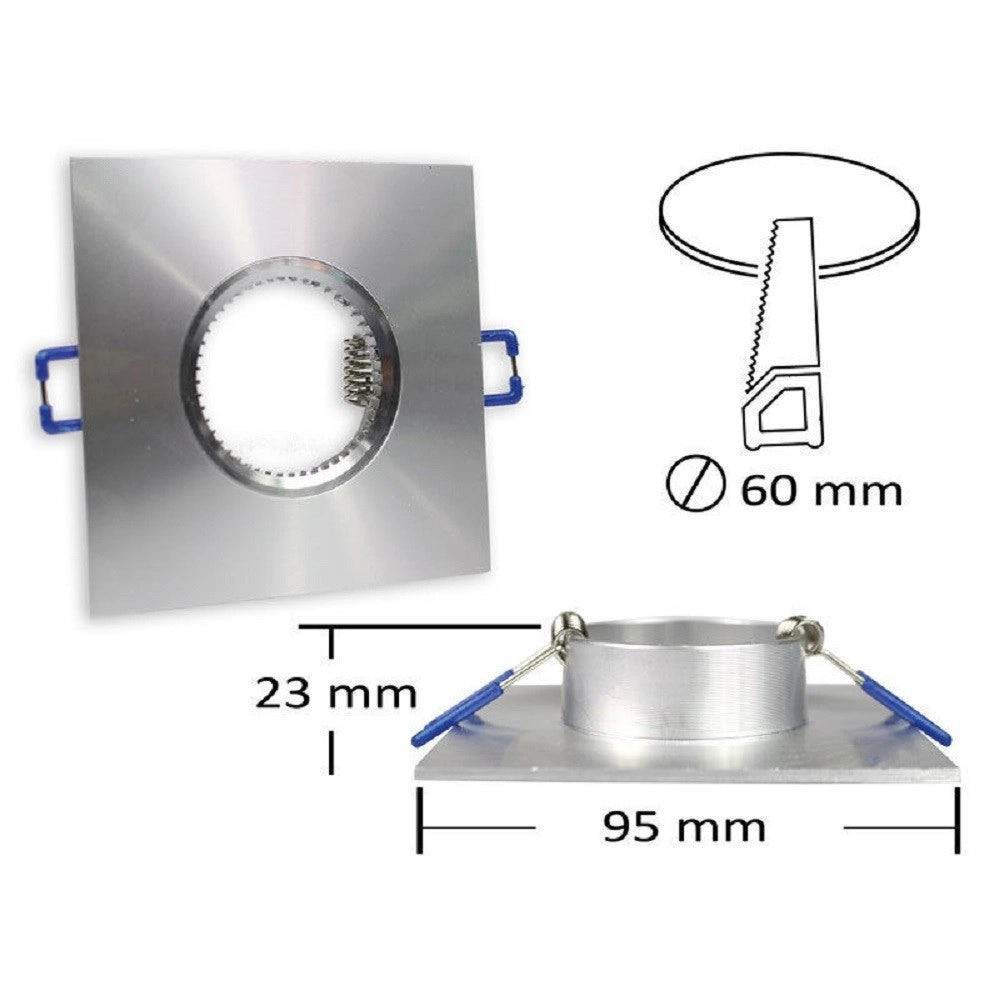 Trade Shop - Porta Faretto Da Incasso Quadrato Supporto Per Luci Faretti Gu10 Portafaretto P9 - Grigio