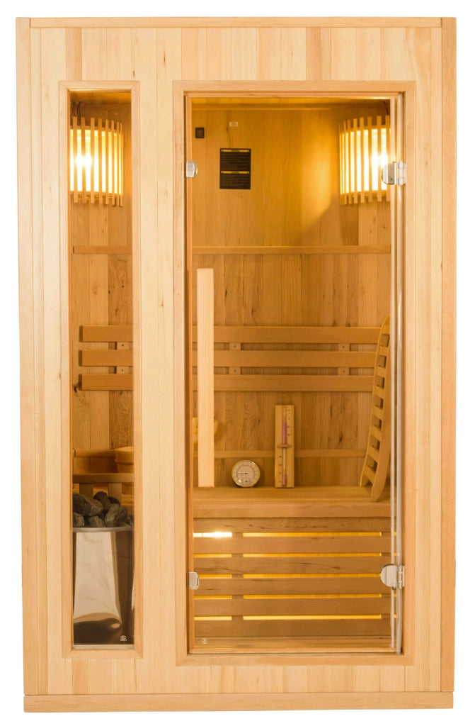 Sauna Finlandese ad Infrarossi 2 Posti 120x110 cm H190 in Legno di Abete Zen 2