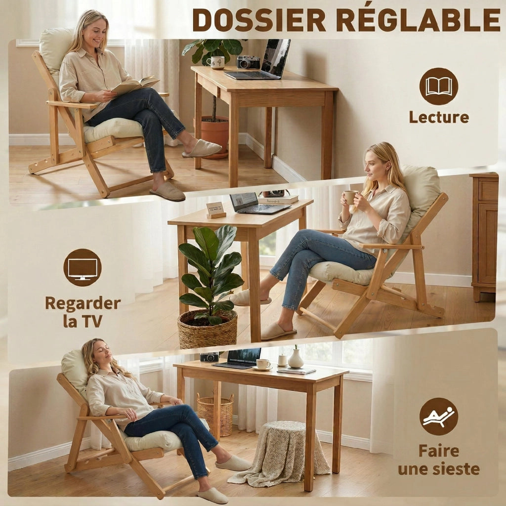 Poltrona Reclinabile Relax ¨C Minimal ¨C Legno Grigio Scuro