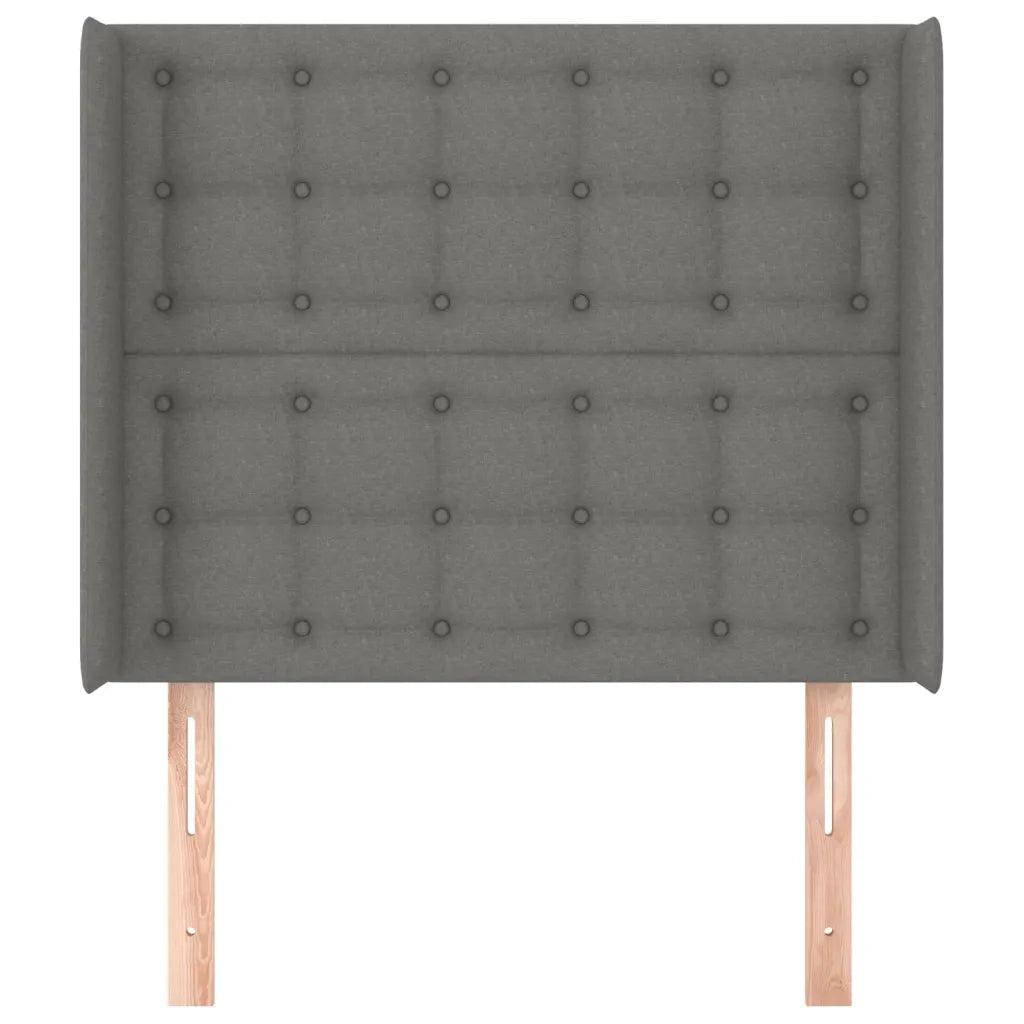 Testiera ad Orecchio-Testata con Orecchie Grigio Scuro 93x16x118/128 cm in Tessuto 491162