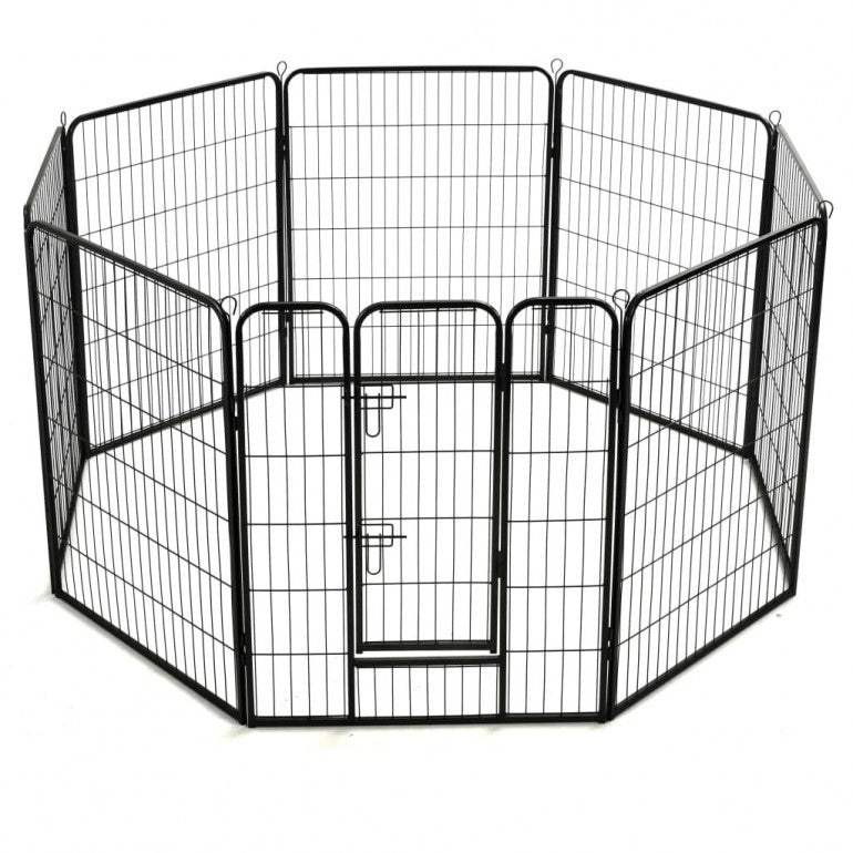 Recinto circolare box per cani Ezooza Bytom con 8 pannelli acciaio da 80 x 100 cm cadauno